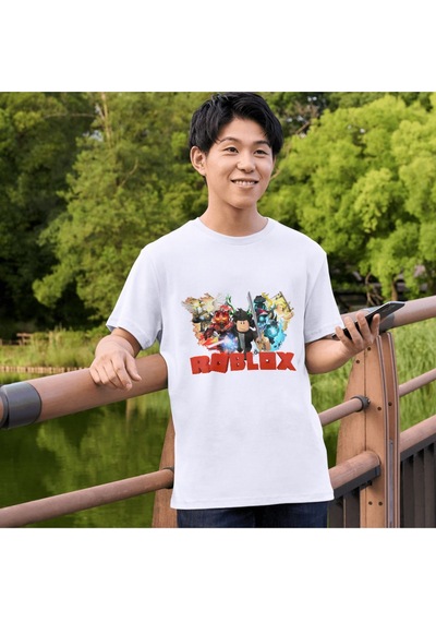Alpşan Ticaret Roblox Tişörtleri Beyaz Unisex T-shirt Roblox Çocuk Yetişkin Tişört Beyaz