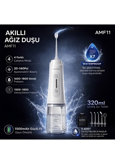 Auhma Amf11 320 Ml 4 Modlu Şarjlı Akıllı Ağız Duşu