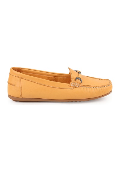 Libero L081.25701 Antik Görünümlü Metal Toka Detaylı Esnek Termo Taban Kadın Loafer Sarı