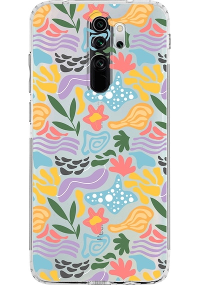 Xiaomi Redmi Note 8 Pro Uyumlu Kamera Korumalı Kapak Memphis Desen Tasarımlı Şeffaf Kılıf Şeffaf