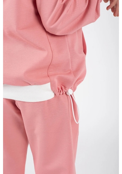 Mnk Baby & Kids Kız Çocuk Kanguru Cepli Beli Lastik Detaylı Günlük Eşofman Takımı M00754 Pembe