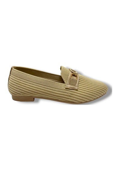 C-shoes 3106-25 Triko T Taşlı Toka Kadın Babet Krem
