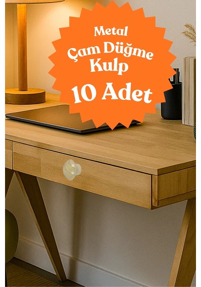 10 Adet Metal Yuvarlak Ahşap Desen Düğme Kulp - Çocuk Odası, Mutfak Dolap İçin Modern Çekmece Kulbu Çam Çam