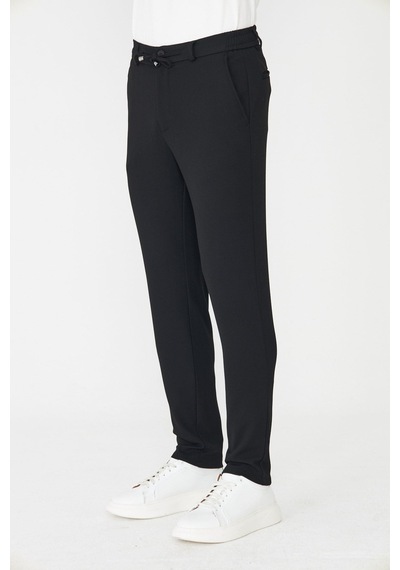 Siyah Smart Casual Modern Kesim Erkek Jogger Pantolon Siyah