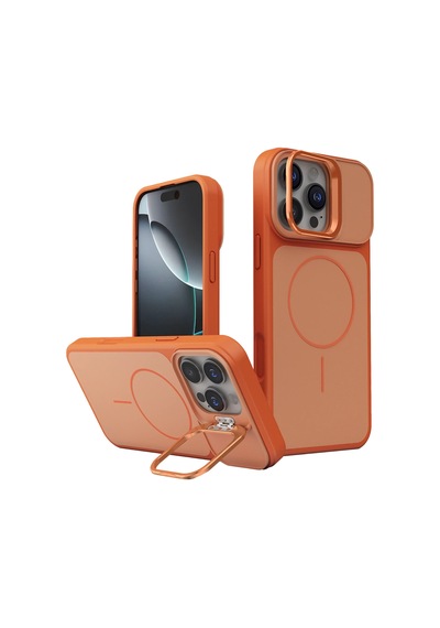 Csmtex 4 Joko Apple Uyumlu iPhone 16 Pro Max Pale Magsafe Standlı Kapak - Turuncu