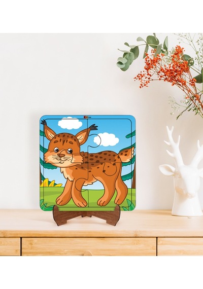 Bk Toys Çocuklar İçin 2 Si 1 Arada Eğitici-öğretici Ahşap 4 Parça Yapboz Puzzle Çerçeve Model 30