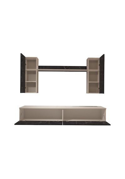 Decoraktiv Eko 5d Mdf Std Tv Ünitesi Tv Sehpası Beyaz - Siyah Mermer