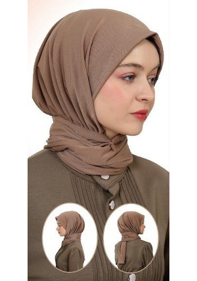 Mim Eşarp Pratik Çıtçıtlı Şal Kahve