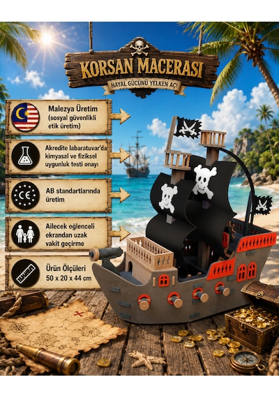 Eva Malzeme Korsan Gemisi Maket Oyuncak Birleştir Yapıştır