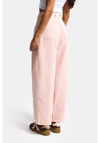 it's basic Kadın Pudra 6s6-20 Wide Leg Pleat Fit Nakış Desenli Özel Tasarım Denim Jean