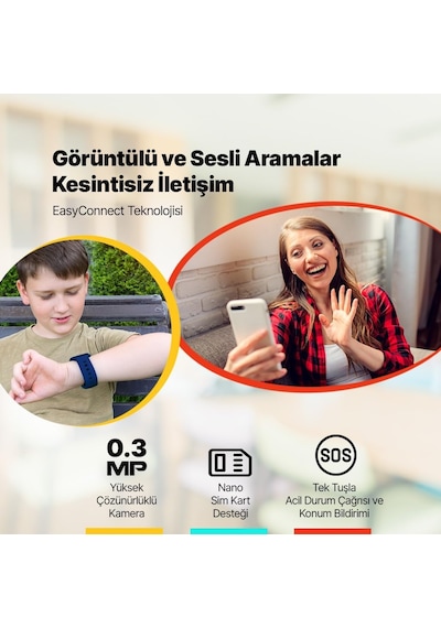 Kidi Gps 4g Sim Kartlı Akıllı Çocuk Saati, 2ksw02 Okyanus Laciverti Yok