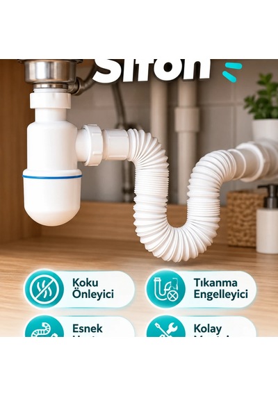Esnek Hortumlu Lavabo Gider Sifonu Koku Önleyici Tıkanma Engelleyici Gider Seti