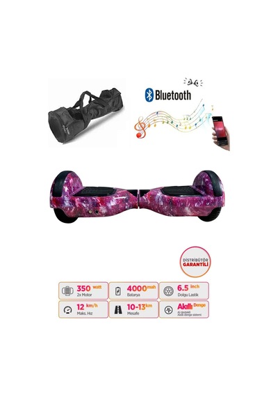 Citymate Hoverboard 6.5 inch Elektrikli Kaykay Scooter Full Ledli Bluetooth Hoparlörlü Çanta Hediye D01