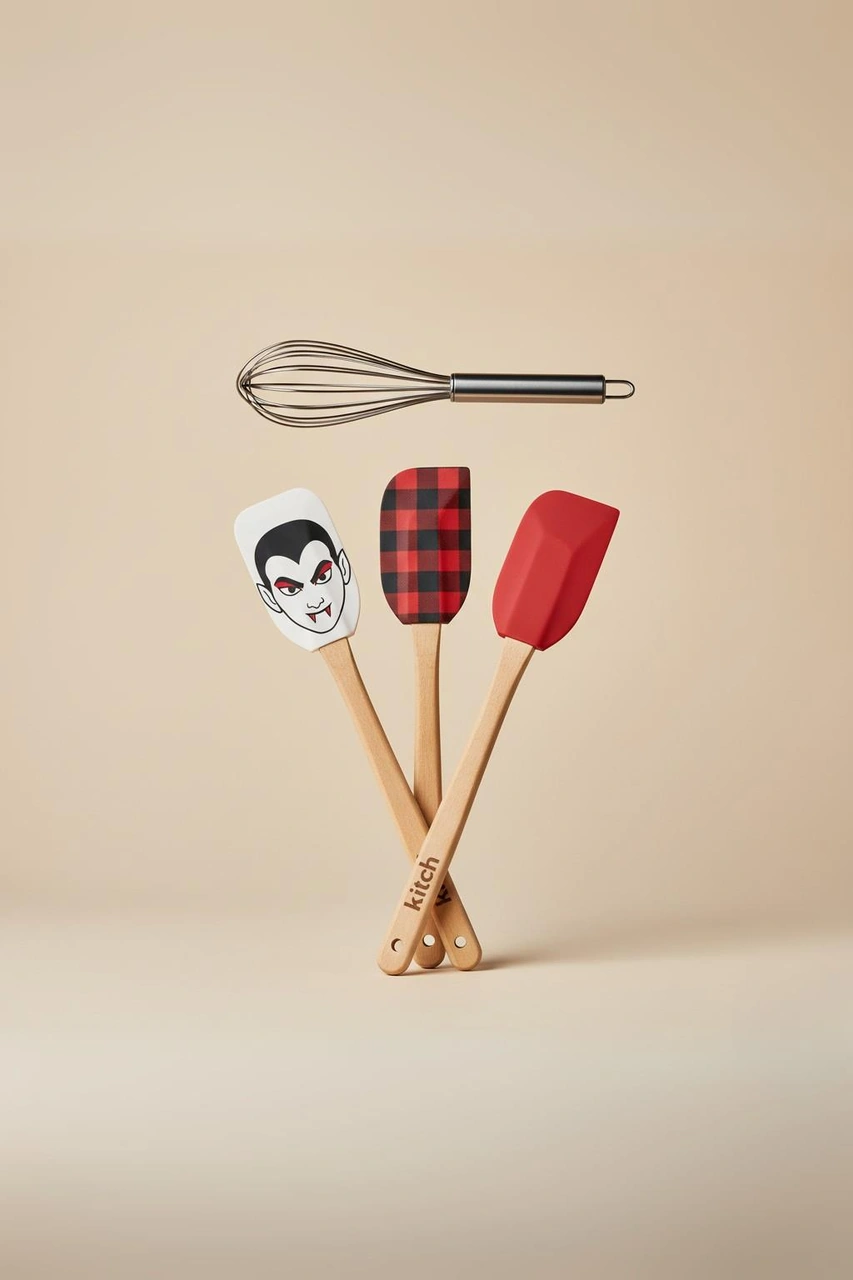 4 Lü Silikon Spatula Ve Çırpıcı Seti Karışık Renk Çok Renkli