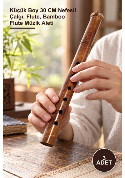 3 Adet Bambu Flüt Küçük Boy 30 Cm Nefesli Çalgı, Flute, Bamboo Flute Müzik Aleti