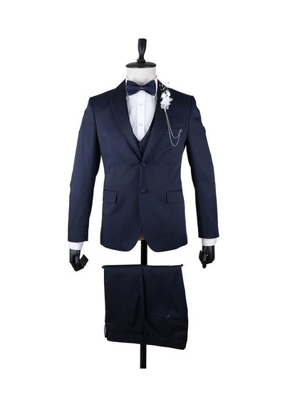 İmza Koyu Lacivert Desenli Armürlü Mono Yaka Astarlı Yelekli 6 Drop Slim Fit Dar Kesim Smokin Damatlık 1001220205-Koyu Lacivert İmza Koyu Lacivert Desenli Armürlü Mono Yaka Astarlı Yelekli 6 Drop Slim Fit Dar Kesim Smokin Damatlık 1001220205-Koyu Lacivert