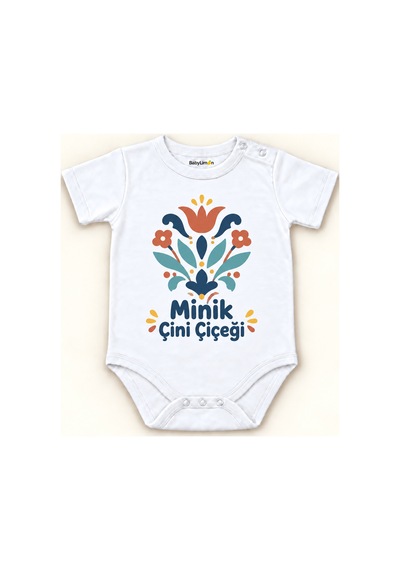 Babylimon Minik Çini Çiçeği Beyaz Kısa Kollu Çıtçıtlı Bebek Zıbını Beyaz - Minik Çini Çiçeği - 928161963 Beyaz - Minik Çini Çiçeği
