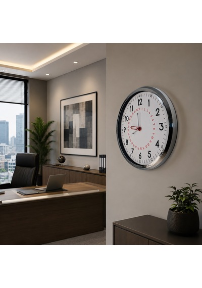 Krom Takvimli 52 X 52 Cm Metal Duvar Saati Diğer