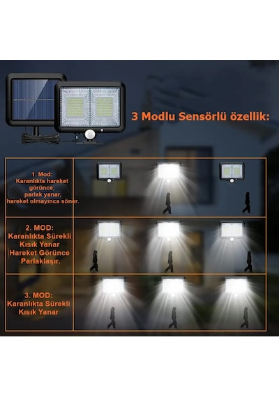 Sl-f98 Kablolu Solar Güneş Enerjili Lamba Sokak-bahçe-garaj Uygun