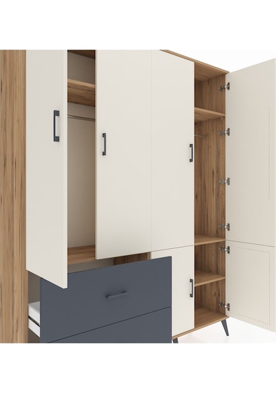 Hyperion Gardrop 5 Raflı 2 Çekmeceli 2 Askılı 176x44x221 Çam-aytaşı/antrasit Aytaşı/antrasit