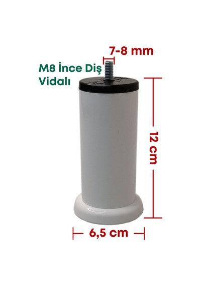 Cateksss 12 Cm Asena Plastik Ayak M8 Beyaz - Mobilya Ayakları - 6 Lı Paket