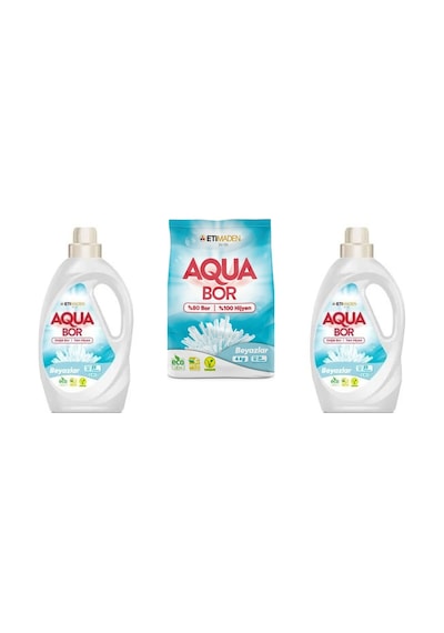 Aquabor Doğal Mineralli Sıvı Beyaz + 4 Kg Beyaz + Sıvı Beyaz 3 Lü Set 0.75 LT - 2.5 LT - 12 KG 24829507