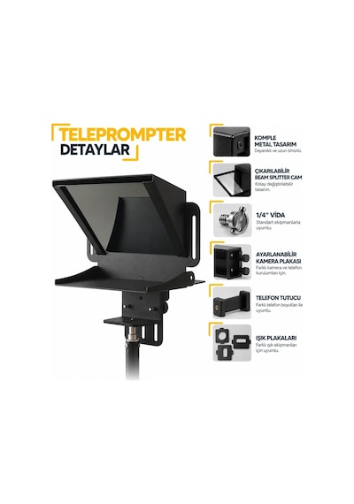 Pratic Teleprompter PRO Set – Bluetooth Kumanda ve Taşıma Çantası Yerli Üretim