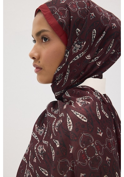 Mirsoy Scarf Rüya Pamuk Etnik Desen Şal Bordo
