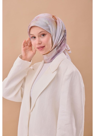 Silk Home Olinda İpek Eşarp 47004-02 Gri, Taba, Lila, Yeşil