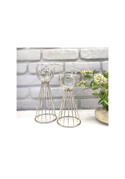 Gümüş Kaplama Metal 2'li Set Salon Olimpiyat Model Dekor 1 Takım