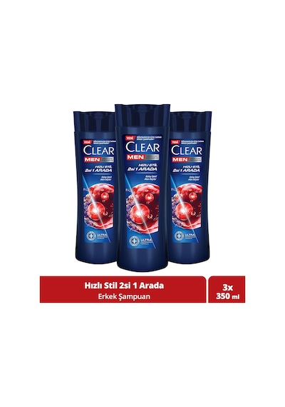 Clear Men Kepeğe Karşı Etkili Şampuan Hızlı Stil 2si 1 Arada 3 x 350 ML