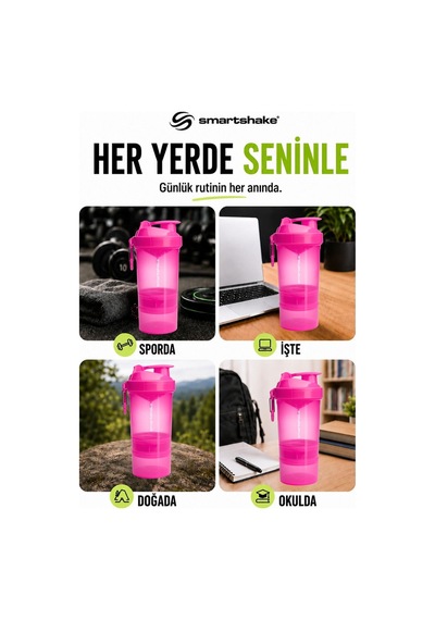 Smartshake Original2go Serisi 600 Ml Neon Pembe Protein Shaker
