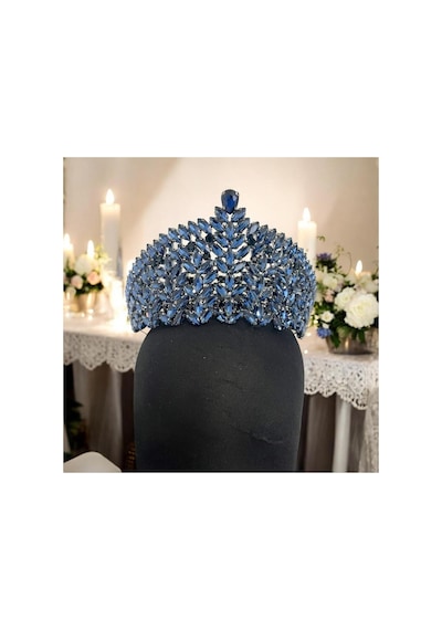 Kristal Taşlı Gelin,kına,nişan,söz,after,bride,party Taç Lacivert - 707821281 Lacivert