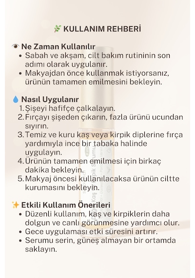 Doğal Kaş Ve Kirpik Serumu 5 Ml - Gürleştirici, Güçlendirici, Parlaklık Veren Bakım Yağı.