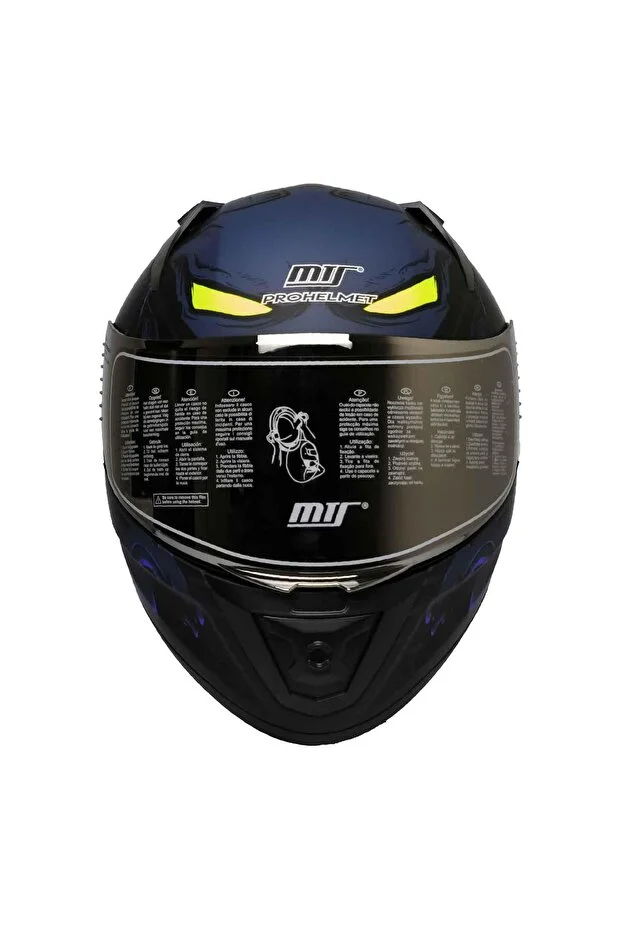 M-801 Snake Mision Blue Full Face Motosiklet Kaskı Mat Siyah - Mavi
