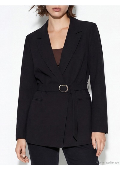 Lcw Vision Siyah Kemerli Krep Kadın Blazer Ceket