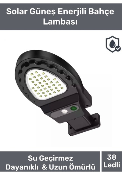 Premium 38 Ledli Beyaz Renk Pratik Kurulur Su Geçirmez Solar Bahçe Sokak Lambası