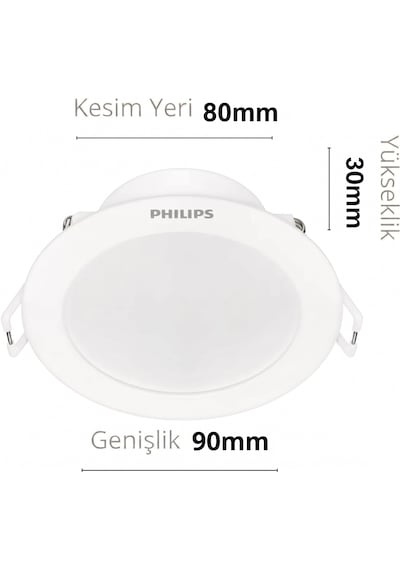 Philips Eridani 3.5w Delik Çapı 80mm Dış Çapı 90mm Yükseklik 35mm Sarı Işık