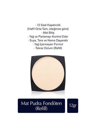 Estee Lauder Refill - Double Wear Stay-in-Place Mat Pudra Fondöten - 1N2 Ecru -  12 G (Tekrar Dolum)