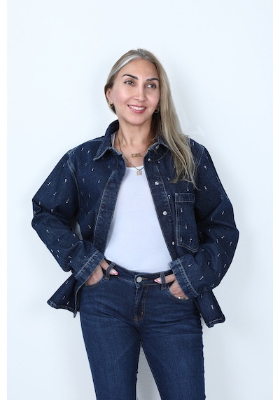Balins Denim Taşlı Gömlek Mavi