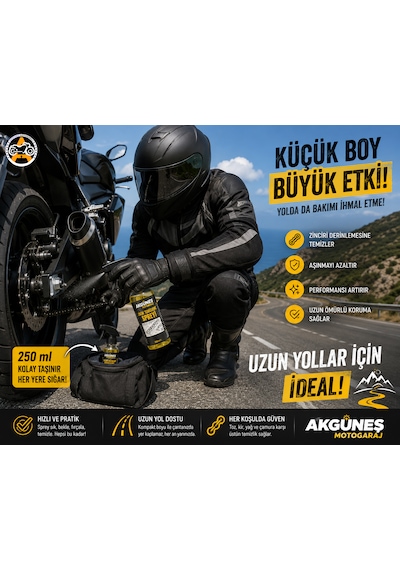 Akgüneş Motogaraj Zincir Temizleme Spreyi 250 Ml Motosiklet Zincir Bakım Ve Temizlik Ürünü