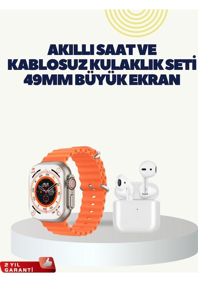 Watch 9 Max Akıllı Saat Kulaklık Seti Sağlık Takipli 45 Mm Geniş Ekran