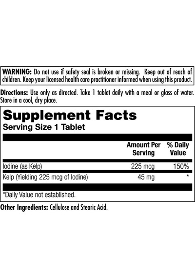 Kelp 225 Mcg Lodine 250 Tablets