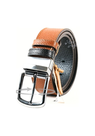 Parscraft Hakiki Deri Çift Taraflı Erkek Kemer 4 Cm Taba - Siyah