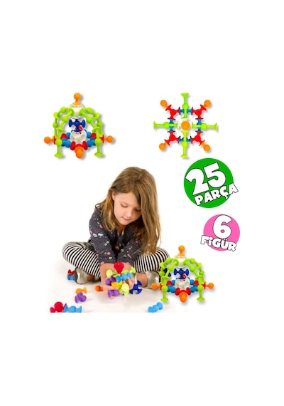 Vakum Molekül 25 Parça Yapı Taşları Fidget Duyusal Eğitici Oyuncak Çok Renkli Tek Ebat