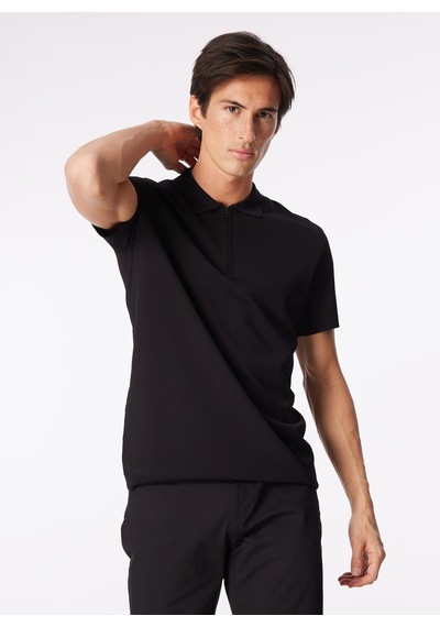 Fabrika Comfort Siyah Erkek Polo Yaka Regular Fit Rayon Karışımlı Kazak Fc4sm-kzk 0374