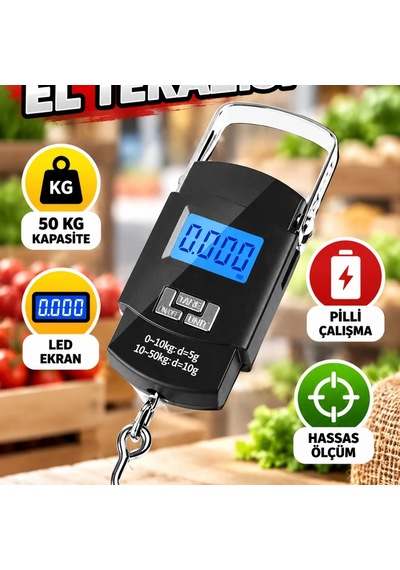 50 Kg Dijital El Terazisi El Kantarı Pilli Led Ekranlı Gülen Yüz Tasarımlı