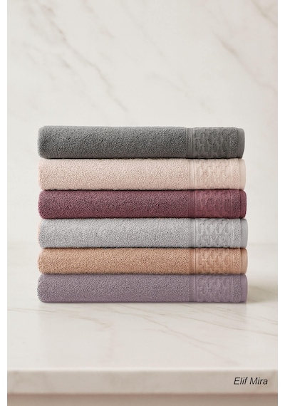 6 Lı El Yüz Havlusu Seti %100 Pamuklu 50x90 Cm Pure Cotton Mürdüm