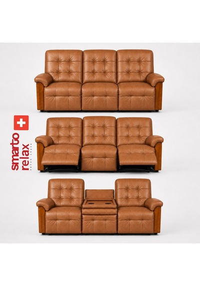 Smarto Relax Berlin 3 Lü Orta Konsollu Bardaklıklı Yatar Ayak Uzatmalı Ergonomik Deri Sinema Tv Koltuğu Kahverengi