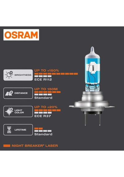 Unıversal Halogen Ampul H7 12v 55w Far %150. Ekstra Aydınlatmalı 64210nl - Osram 64210 Nl